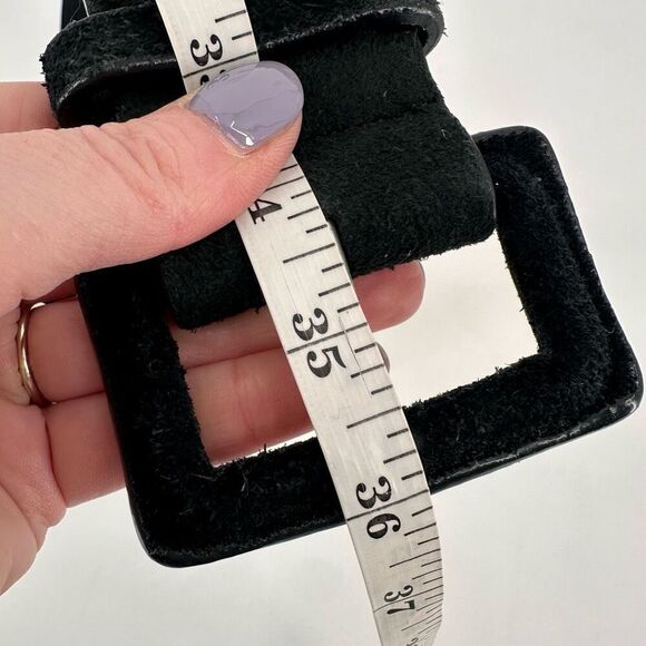 Vintage Women's Suede Leather Embroidered Braided Waist Belt Black Size Small - Picture 7 of 10